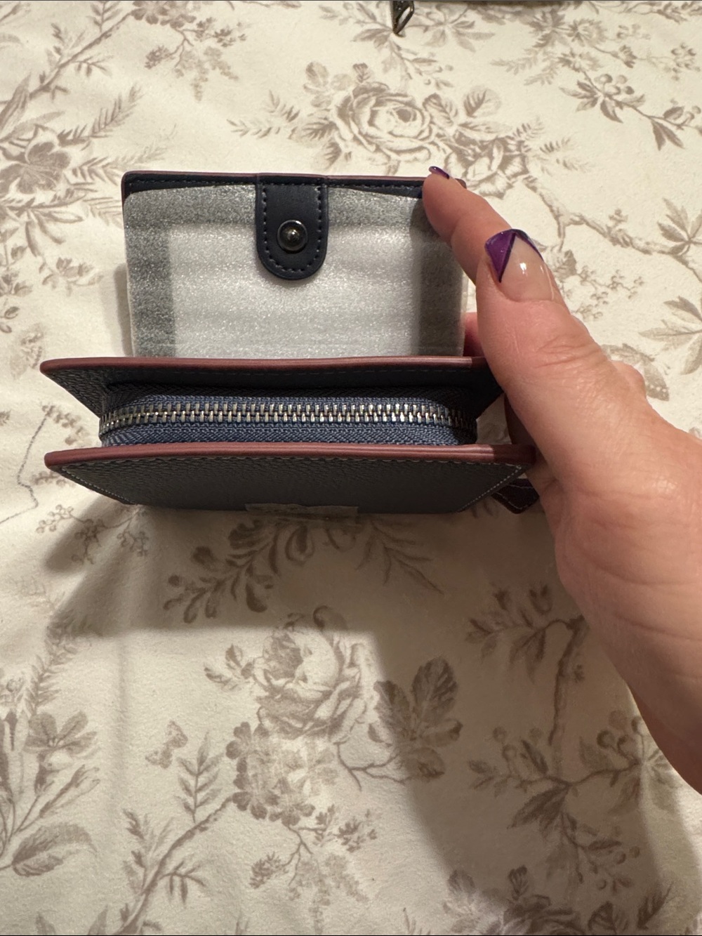 Coach Navy Snoopy Peanuts Trifold Wallet - Picture 4 of 4